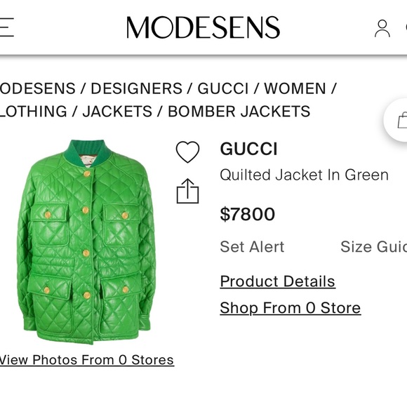 NWT Gucci QUILTED JACKET GREEN lamb skin from Gucci button closing pockets 40 S - Picture 2 of 16